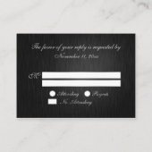 Elegantes Schwarz und Silber mit Diamonds RSVP Car Begleitkarte (Rückseite)