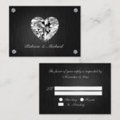 Elegantes Schwarz und Silber mit Diamonds RSVP Car Begleitkarte (Vorne/Hinten)