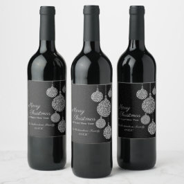 Elegantes Schwarz- und Silber-Weihnachtsdesign Weinetikett