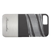 Elegantes Schwarz und Silver Chrome Mesh Case-Mate iPhone Hülle (Rückseite (Horizontal))