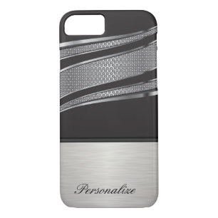 Elegantes Schwarz und Silver Chrome Mesh iPhone 8/7 Hülle