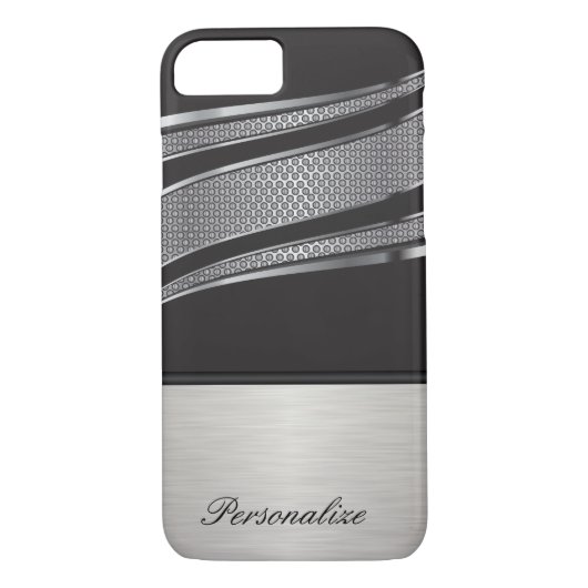 Elegantes Schwarz und Silver Chrome Mesh Case-Mate iPhone Hülle (Rückseite)