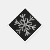 Elegantes Schwarz und Silver Snowflake Weihnachts- Serviette (Ecke)