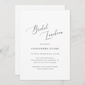 Elegantes Schwarz und Weiß Einfache Bridal Luncheo Einladung (Vorne/Hinten)