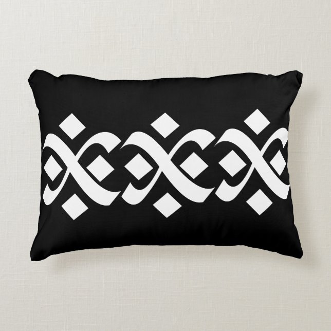 Elegantes Schwarz und Weiß geblüht Dekokissen (Vorderseite)