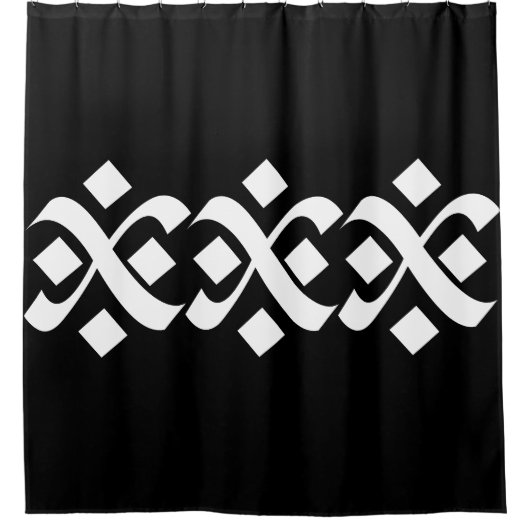 Elegantes Schwarz und Weiß geblüht Duschvorhang (Vorderseite)