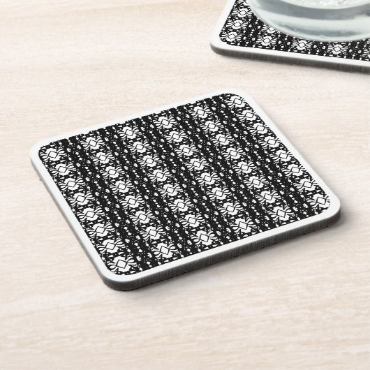Elegantes Schwarz und Weiß Getränkeuntersetzer (Linke Seite)