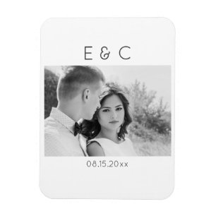 Elegantes Schwarz und Weiß Ihr Foto Erinnerung gro Magnet