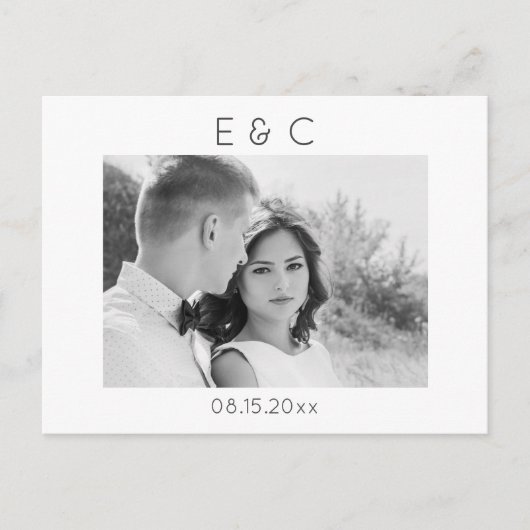 Elegantes Schwarz und Weiß - Ihr Foto Save the Dat Ankündigungspostkarte (Vorderseite)