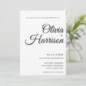 Elegantes Schwarz und Weiß in einer Hochzeit Einladung (Stehend Vorderseite)