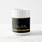 Elegantes Schwarz und Weiß mit Gold Kaffeetasse (Mittel)