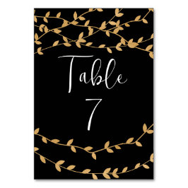 Elegantes Schwarz und Weiß mit goldenen Blätter Ho Tischnummer