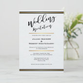 Elegantes Schwarz und Weiß mit goldener Hochzeit Einladung (Stehend Vorderseite)