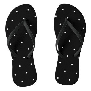 Elegantes Schwarz und Weiß mit Punkten Badesandalen