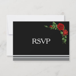 Elegantes Schwarz und Weiß mit Rote Rose UAWG RSVP Karte