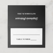 Elegantes Schwarz und Weiß Platzkarte (Außenseite Aufgefaltet)