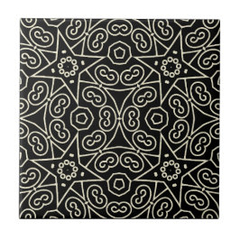 Elegantes Schwarz-Weiß-Abstraktes Geometrisches Mu Fliese