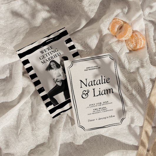 Elegantes Schwarz-Weiß-Altes Geld - Einladung