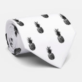 Elegantes Schwarz-Weiß-Ananas-Muster Krawatte (Gerollt)