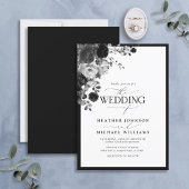 Elegantes Schwarz-Weiß-Aquarellschrift Einladung