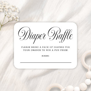 Elegantes Schwarz-Weiß-Baby-Shower-Windel-Raffle Begleitkarte
