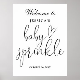 Elegantes Schwarz-Weiß-Baby-Sprinkle Begrüßungszei Poster