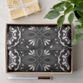 Elegantes Schwarz-Weiß-Barock Arabesque Muster Seidenpapier (Geschenk)