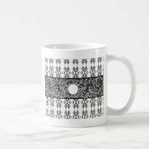 Elegantes schwarz weiß Barockmuster zum Anpassen Kaffeetasse