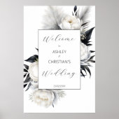 Elegantes Schwarz-Weiß-Begrüßungszeichen Poster (Vorne)