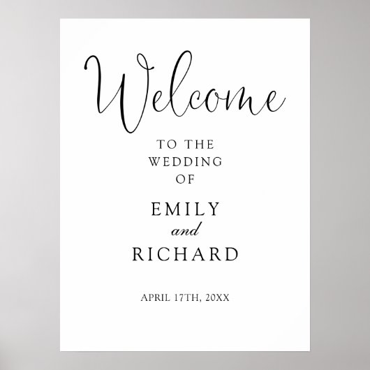 Elegantes Schwarz-Weiß-Begrüßungszeichen Poster (Vorne)