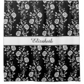 Elegantes Schwarz-Weiß-Blau Duschvorhang (Vorderseite)