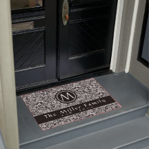 Elegantes Schwarz-Weiß-Blau | Familienname und Dat