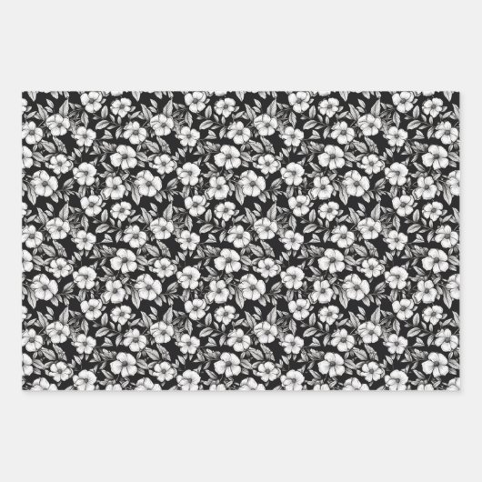 Elegantes Schwarz-Weiß-Blau Geschenkpapier Set (Vorderseite 2)