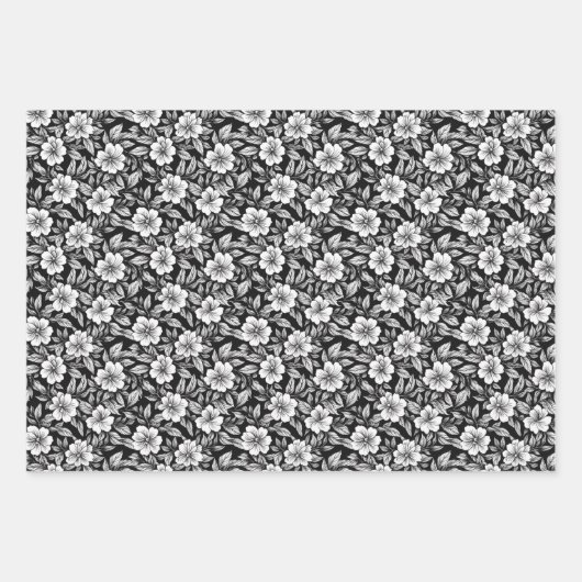 Elegantes Schwarz-Weiß-Blau Geschenkpapier Set (Vorderseite)