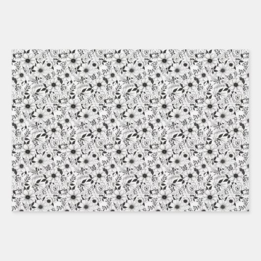 Elegantes Schwarz-Weiß-Blau Geschenkpapier Set (Vorderseite 2)