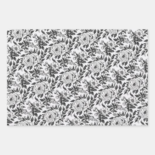 Elegantes Schwarz-Weiß-Blau Geschenkpapier Set (Vorderseite)