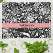 Elegantes Schwarz-Weiß-Blau Geschirrtuch (Gefaltet)