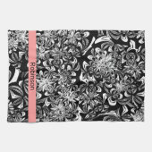 Elegantes Schwarz-Weiß-Blau Geschirrtuch (Horizontal)