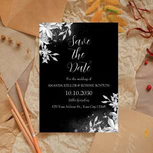 Elegantes Schwarz-Weiß-Blau Save the Date Einladung