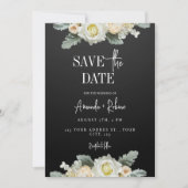 Elegantes Schwarz-Weiß-Blau Save the Date Einladung (Vorderseite)