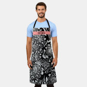 Elegantes Schwarz-Weiß-Blau Schürze (Getragen)