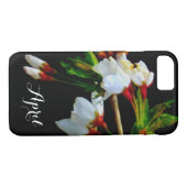 Elegantes, Schwarz-weiß blühendes weißes Blossom Case-Mate iPhone Hülle (Rückseite (Horizontal))