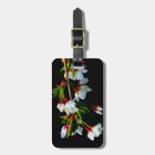 Elegantes, Schwarz-weiß blühendes weißes Blossom Gepäckanhänger (Vorderseite vertikal)