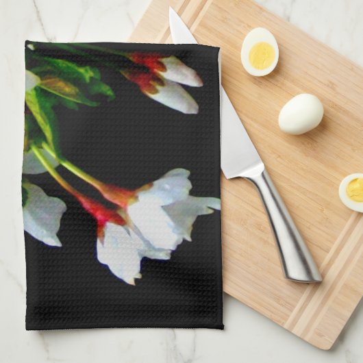 Elegantes, Schwarz-weiß blühendes weißes Blossom Handtuch (Viertel Falte)