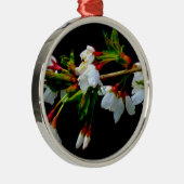 Elegantes, Schwarz-weiß blühendes weißes Blossom Silbernes Ornament (Rechts)
