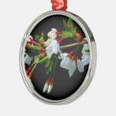 Elegantes, Schwarz-weiß blühendes weißes Blossom Silbernes Ornament (Links)