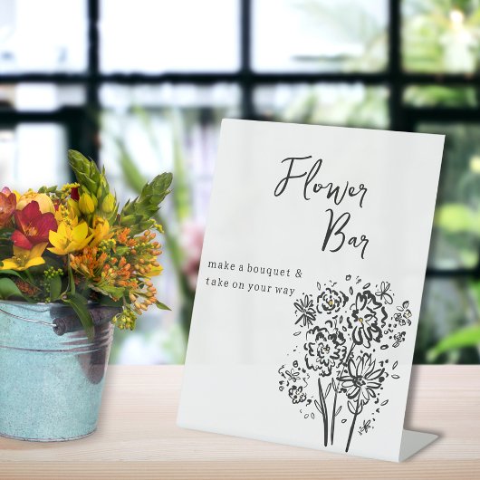Elegantes Schwarz-Weiß-Blume Bar Pedestal-Zeichen Sockelschild