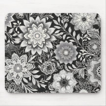 Elegantes Schwarz-Weiß-Blumen-Spitzenmuster