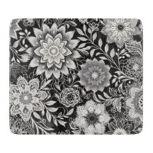 Elegantes Schwarz-Weiß-Blumen-Spitzenmuster
