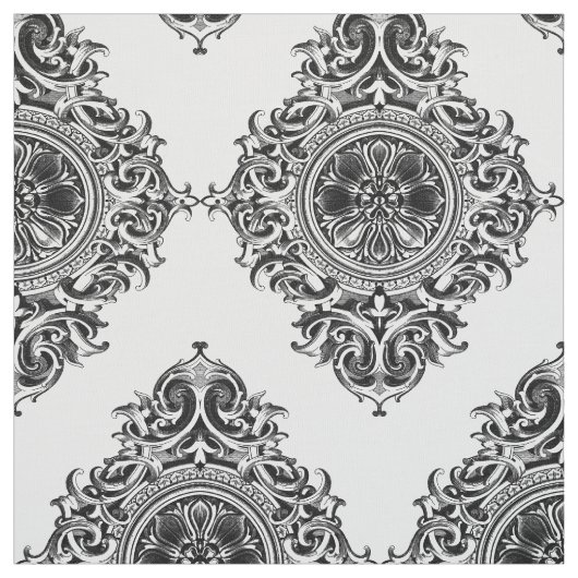 Elegantes Schwarz-Weiß-Blumendekor Stoff (Muster)